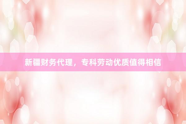 新疆财务代理，专科劳动优质值得相信